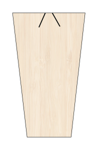 A graphic of a bassoon reed blade with marks indicating where to work to avoid the cornerstone of the tip of the reed